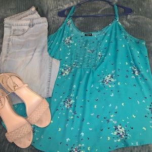 Torrid teal butterfly tank top